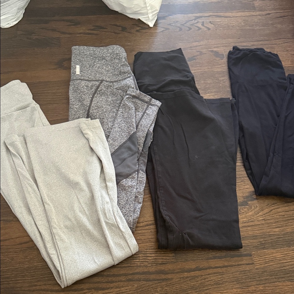 Bundle of Four Active Leggings - Black, Gray, Heather Gray, Charcoal